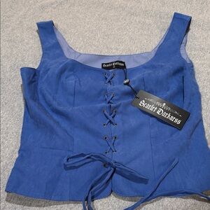 Costume Blue Lace-Up Women's Top Size M